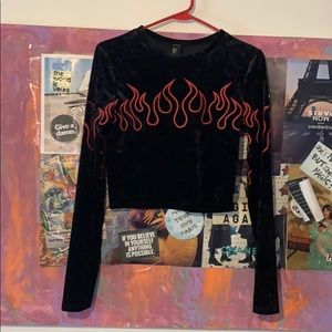 F21 Long sleeve Flame Velvet Crop